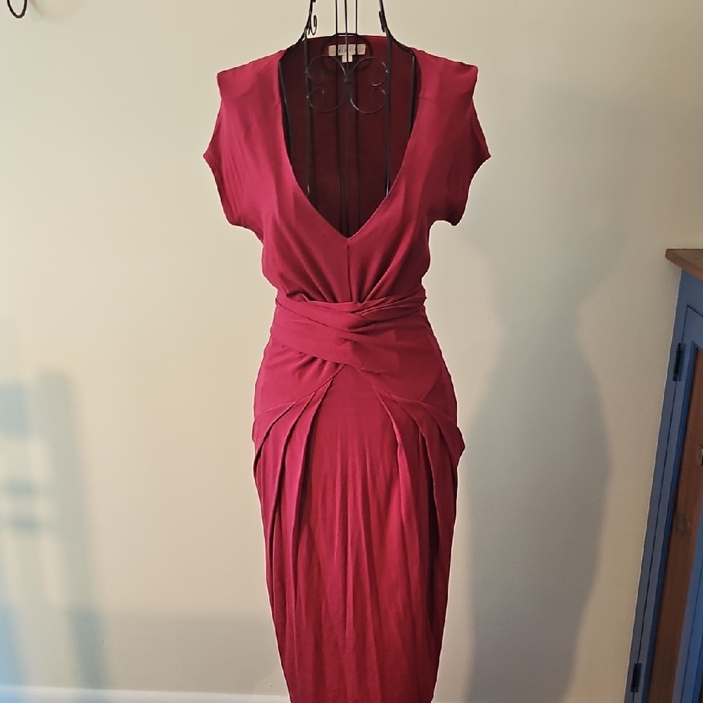 Ecoskin Red Wrap Midi Dress